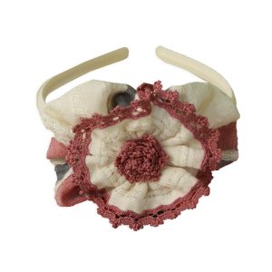 Diadema-Pinza Infantil Crudo y Rosa-Rojo by Miranda