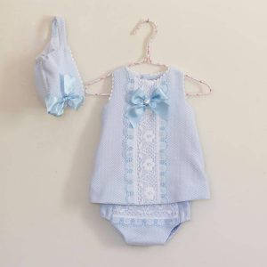 Jesusito 3 piezas pique bebé niña en color azul dolce petit