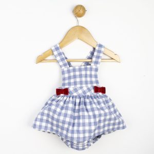 Vestido en Peto Bebé Cuadros Vichi Azul Y blanco by Michelle y Manuela