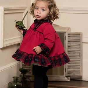 Conjunto Bebé Niña 2 Piezas Vestido y Braguita Punto Rojo Dolce Petit