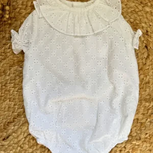 Pelele de manga corta blanco bordado Azahar