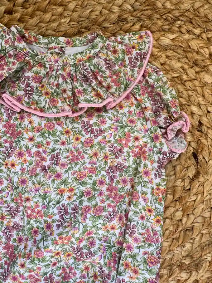 Pelele de manga corta de flores naranjas Tulipán - Imagen 3