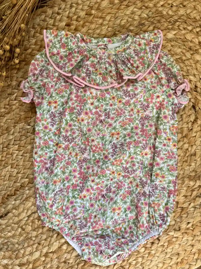 Pelele de manga corta de flores naranjas Tulipán - Imagen 2