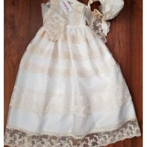 Faldón con Capota Organza y Encajes Color Blanco Roto