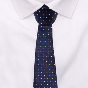 Corbata Adulto Jacquard en Color Azul con estampado Lunares «España» Colección Spagnolo