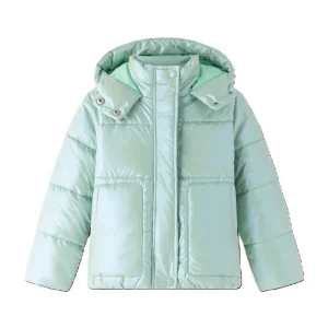Abrigo niña con capucha acolchado verde 93812