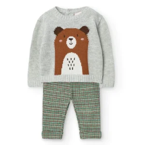 Conjunto bebé niño jersey y pantalón gris oso 129114