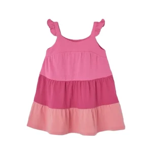 Vestido bebe niña tricolor en tonos rosas 25002
