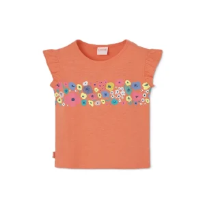 Camiseta niña punto flores naranja 313052
