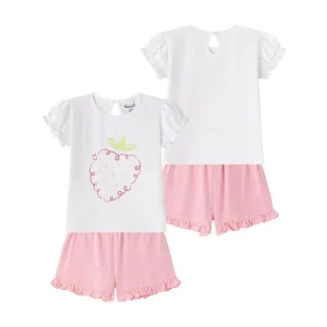 Conjunto camiseta y pantalón bebé niña fresa 45536