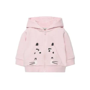 Chaqueta bebe niña de gatito color rosa claro 25005