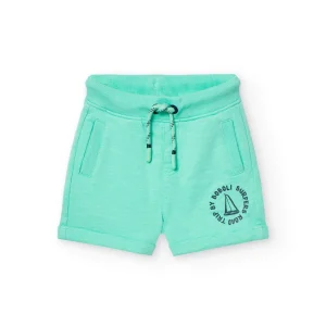 Pantalón corto bebé niño y niño felpa verde claro 311049