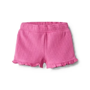 Pantalon corto bebe niña con volante bajo color rosa fucsia 4736