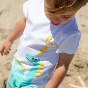 Camiseta bebé niño dino blanca 7041