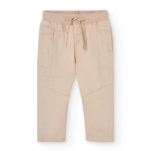 Pantalon niño algodon cintura elastica color beige 392071