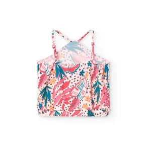 Top niña tirantes hojas fucsia 421031