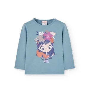 Camiseta bebe niña y niña con estampado niña con hojas de otoño en col