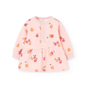 Vestido bebe niña de felpa con frutas de otoño color rosa 102025