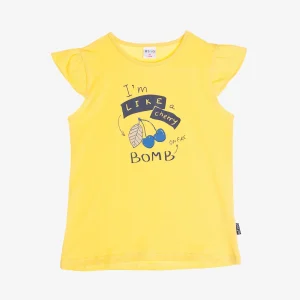 Camiseta niña amarillo «I´m like a cherry boom»